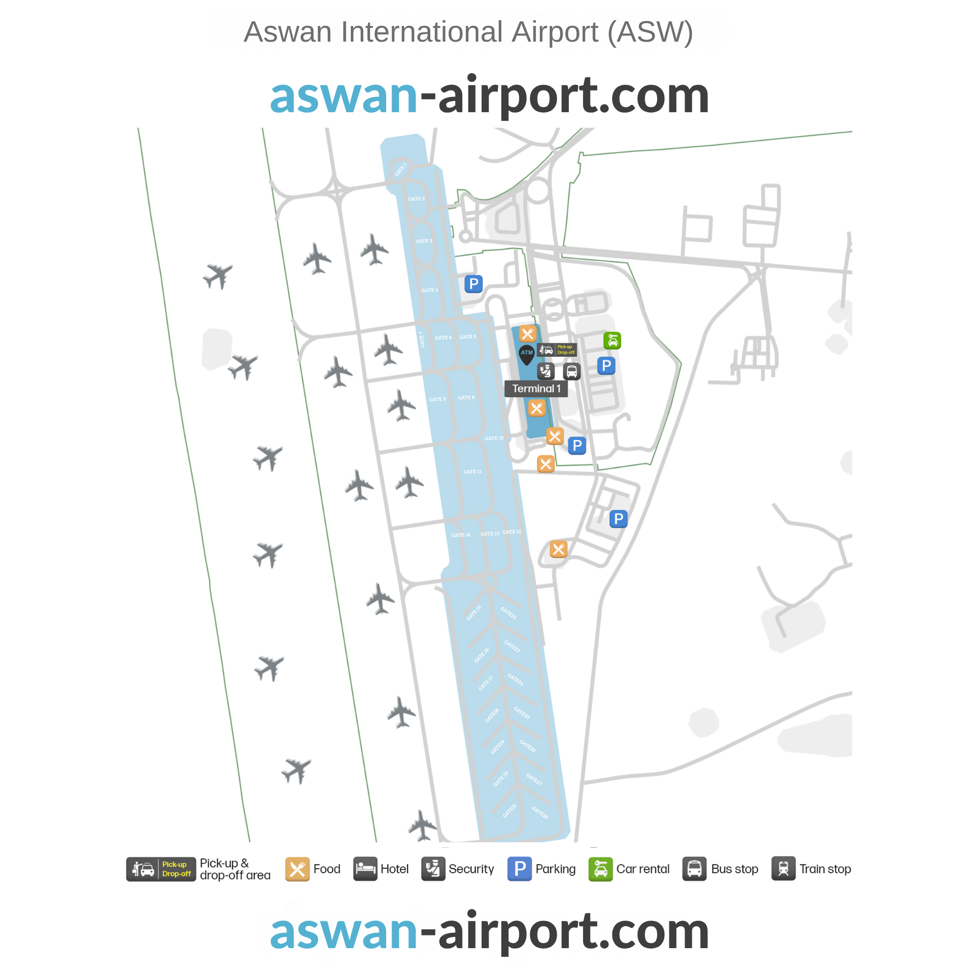 Aswan International Airport Map Aswan Airport Map & Terminal Map